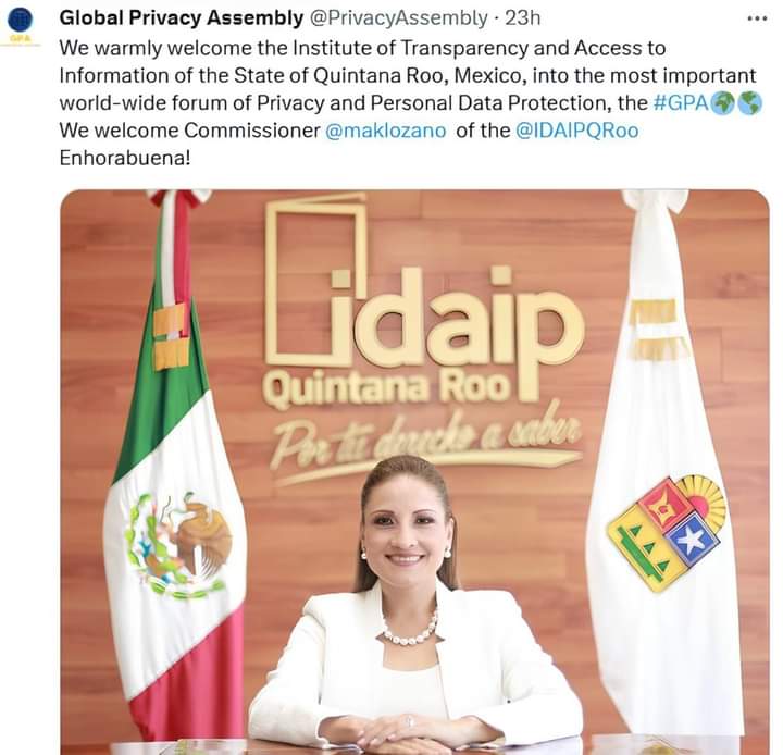 IDAIPQROO SE UNE A LA ASAMBLEA GLOBAL DE LA PRIVACIDAD UN HITO IMPULSADO POR EL TRABAJO EN EQUIPO