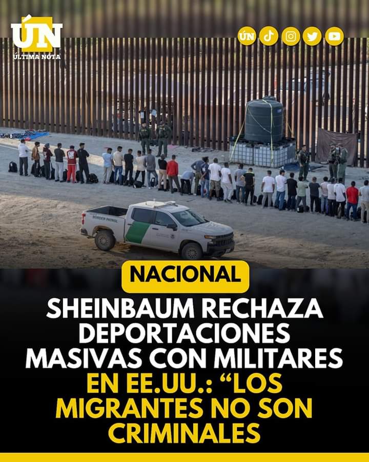 Sheinbaum rechaza deportaciones masivas con militares en EE.UU.: “Los migrantes no son criminales”