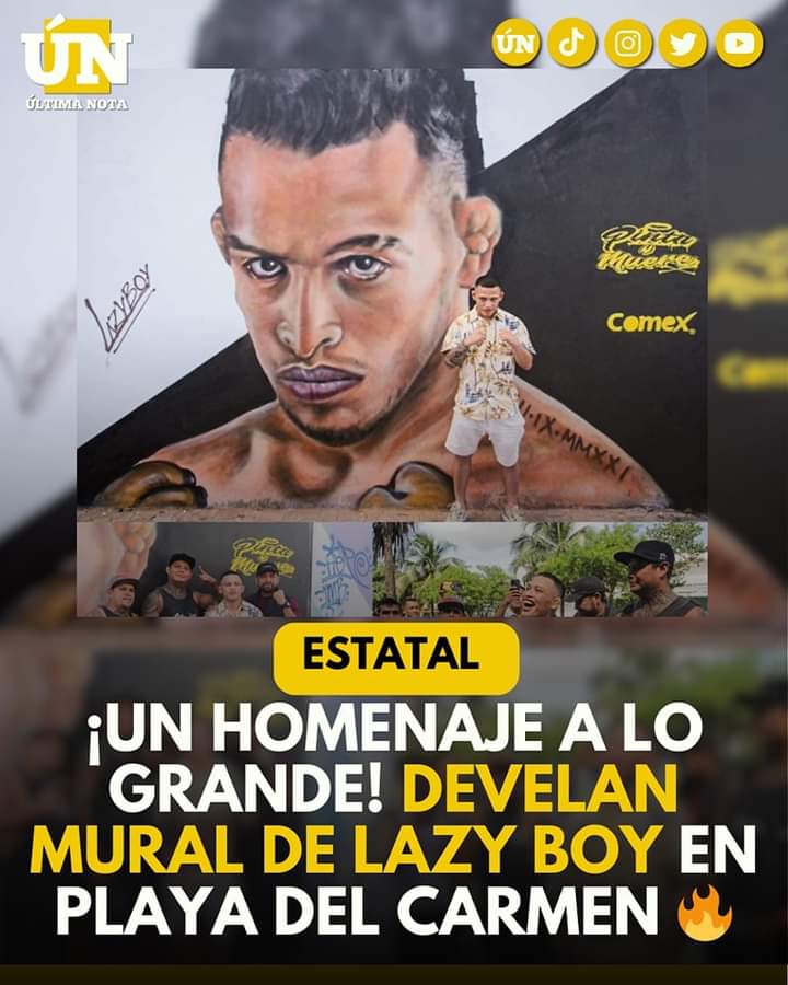 ¡Un homenaje a lo grande! Develan mural de Lazy Boy en Playa del Carmen