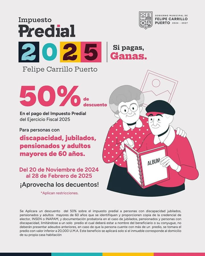 Felipe Carrillo Puerto incentiva el pago del impuesto predial con descuentos de hasta 50%