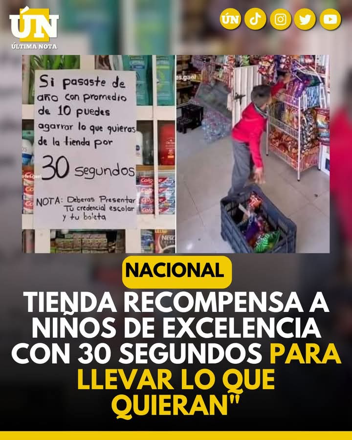 Tienda recompensa a niños de excelencia con 30 segundos para llevar lo que quieran