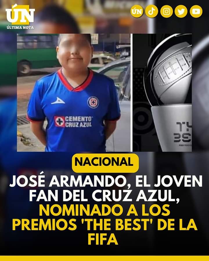 José Armando, el joven fan del Cruz Azul, nominado a los premios ‘The Best’ de la FIFA
