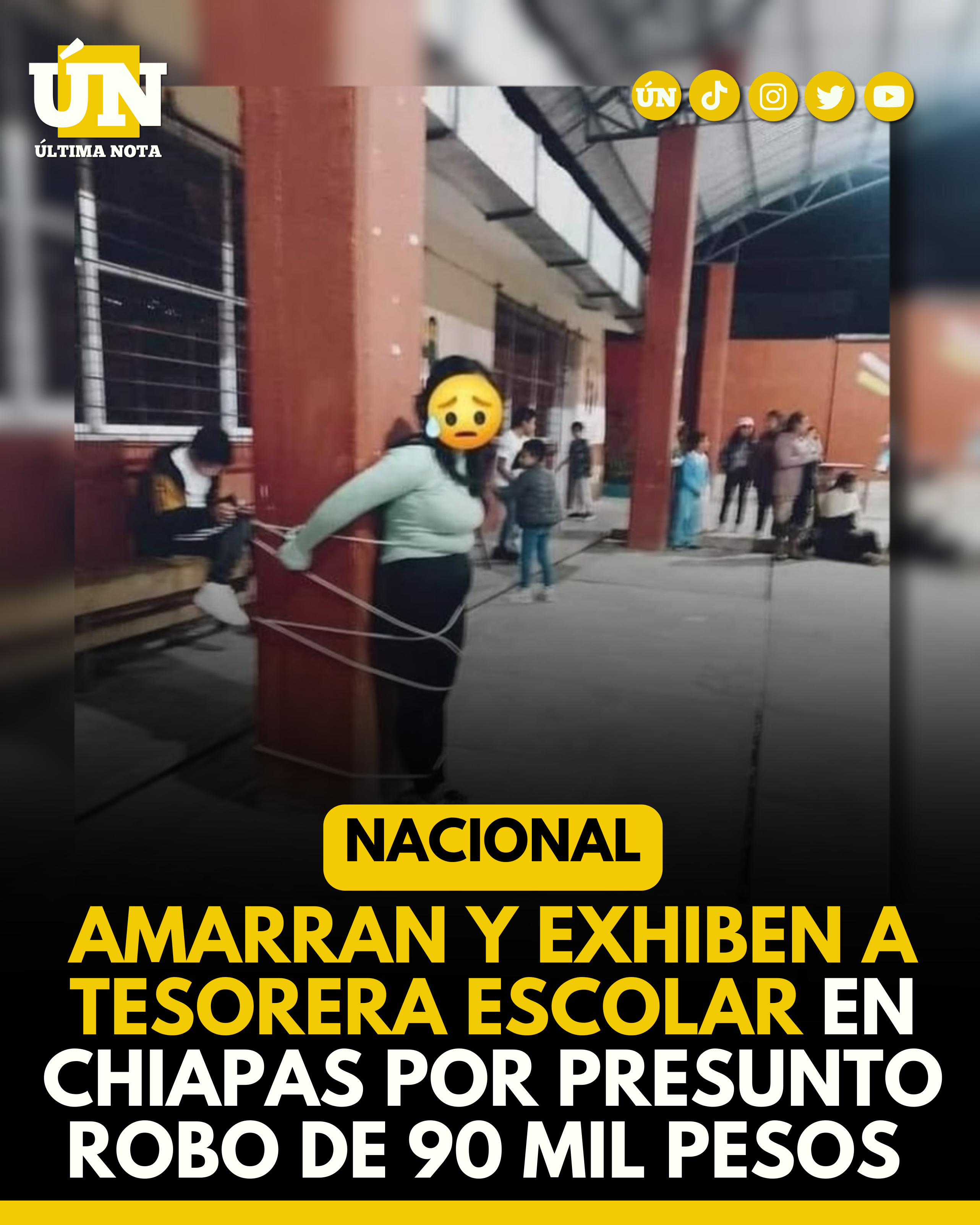 Amarran y exhiben a tesorera escolar en Chiapas por presunto r0bo de 90 mil pesos #Nacional