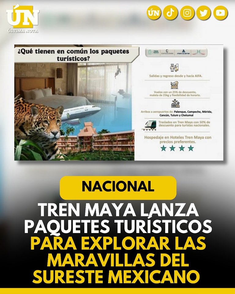 Tren Maya lanza paquetes turísticos para explorar las maravillas del sureste mexicano