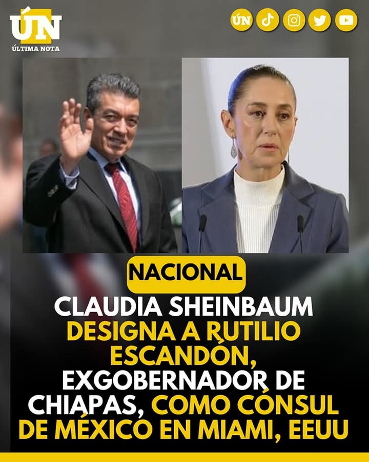 Rutilio Escandón, Exgobernador de Chiapas, Nombrado Cónsul de México en Miami