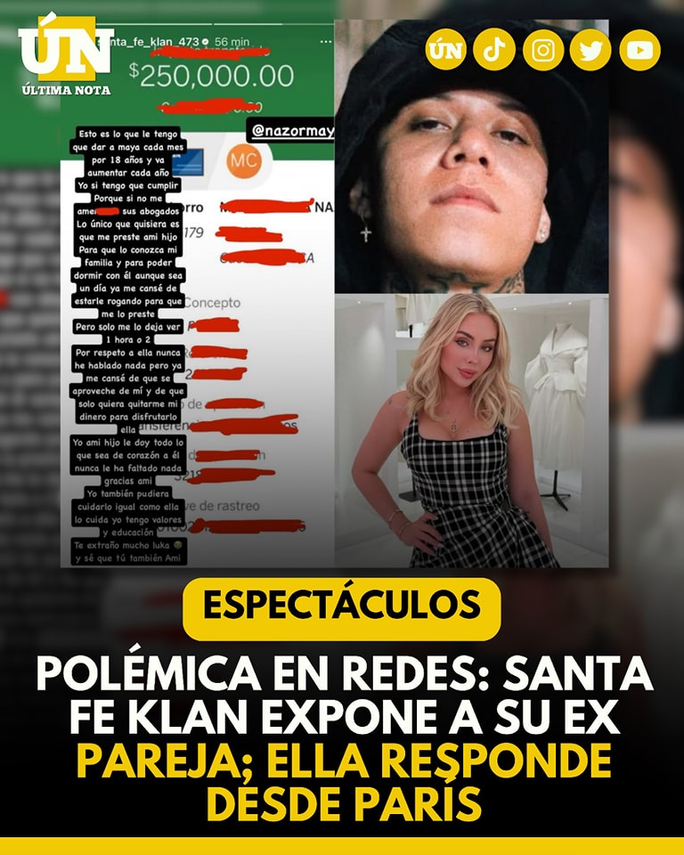 Polémica en redes: Santa Fe Klan expone a su ex pareja; ella responde desde París
