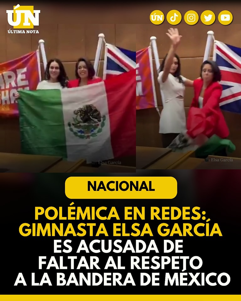 Polémica en redes: gimnasta Elsa García es acusada de faltar al respeto a la bandera de México