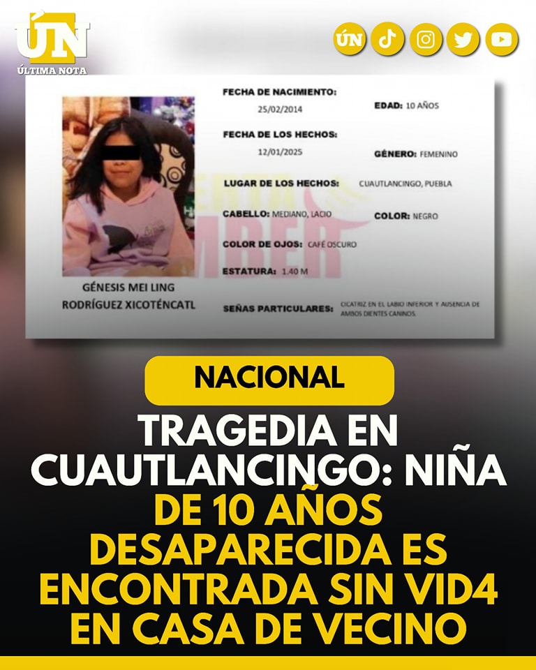 Tragedia en Cuautlancingo: Niña de 10 Años Desaparecida es Encontrada Sin Vid4 en Casa de Vecino