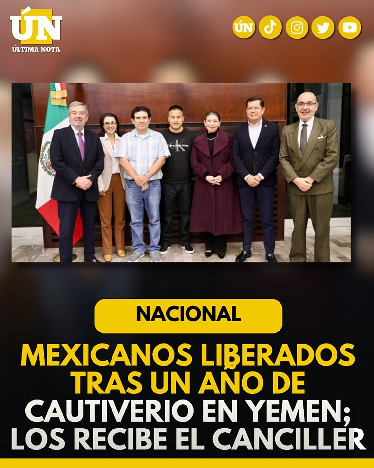 Mexicanos liberados tras un año de cautiverio en Yemen; los recibe el Canciller