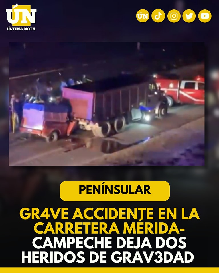 Grave accidente en la carretera Mérida-Campeche deja dos heridos de gravedad