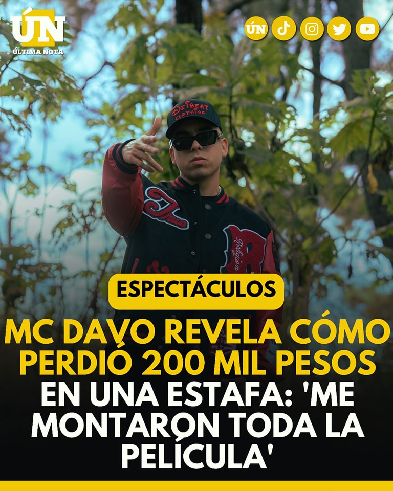 Mc Davo revela cómo perdió 200 mil pesos en una estafa: ‘Me montaron toda la película’