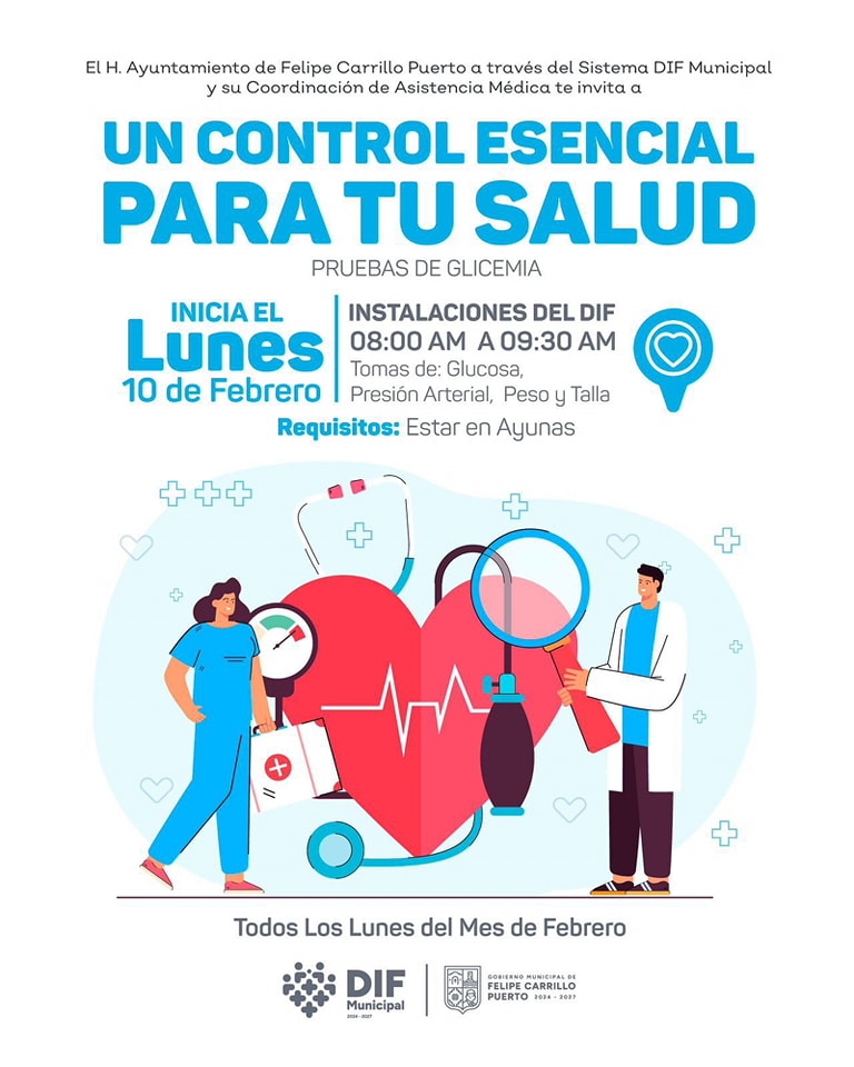 DIF Felipe Carrillo Puerto ofrece pruebas gratuitas de glicemia durante febrero