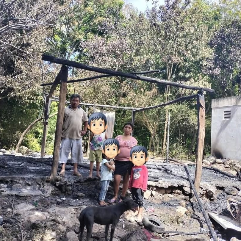 Familia pierde todo en incendio y necesita ayuda en Tihosuco
