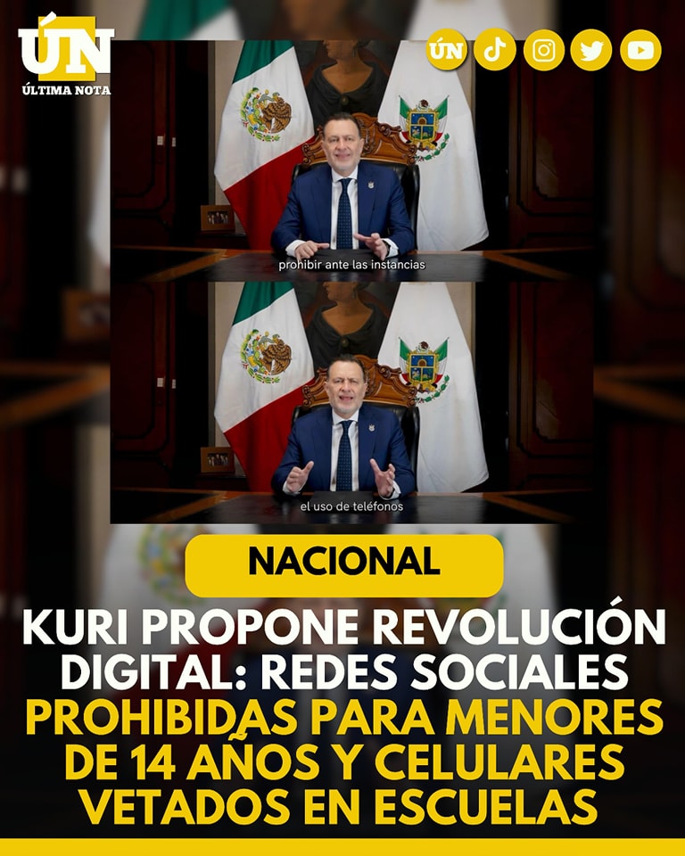 Mauricio Kuri propone revolucionaria iniciativa: redes sociales pr0h1bid4s para menores de 14 años y celulares fuera de las escuelas