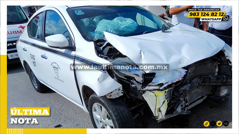 Accidente en Felipe Carrillo Puerto: Colisión entre camioneta y taxi deja tres lesionados