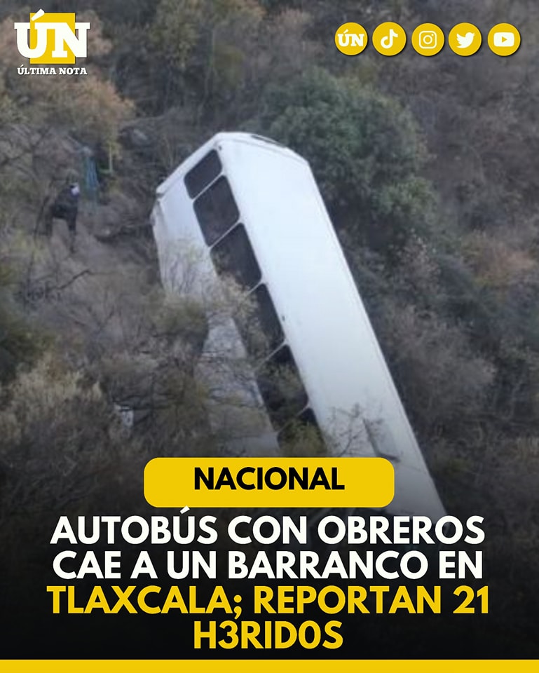 Autobús con obreros cae a un barranco en Tlaxcala; reportan 21 herid0s