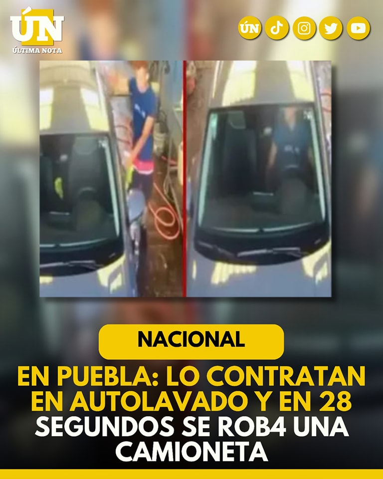 Puebla: Lo contratan en autolavado y en 28 segundos se r0ba una camioneta