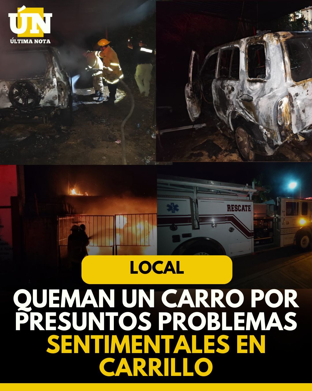 Incendian vehículo dentro de un predio en Felipe Carrillo Puerto