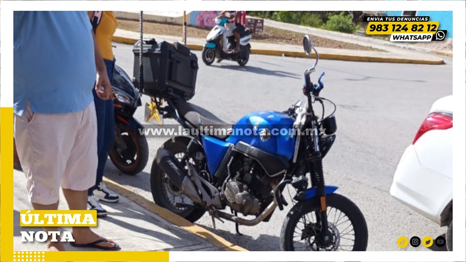 Un motociclista de Felipe Carrillo Puerto acabó con raspones en todo el cuerpo luego de ser impactado por un segundo motociclista.