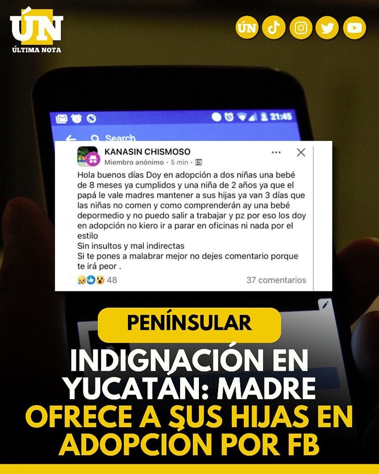 Indignación en Yucatán: Madre ofrece a sus hijas en ad0pción por Facebook