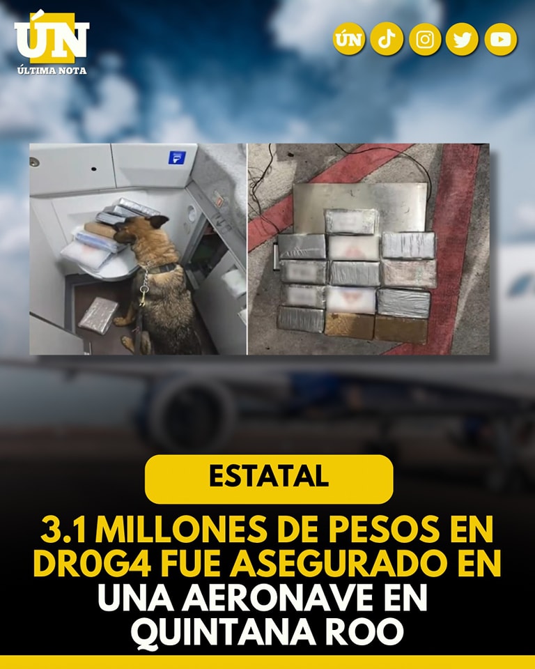 Aseguran cargamento millonario de c0#c4ín4 en aeronave privada en Cancún