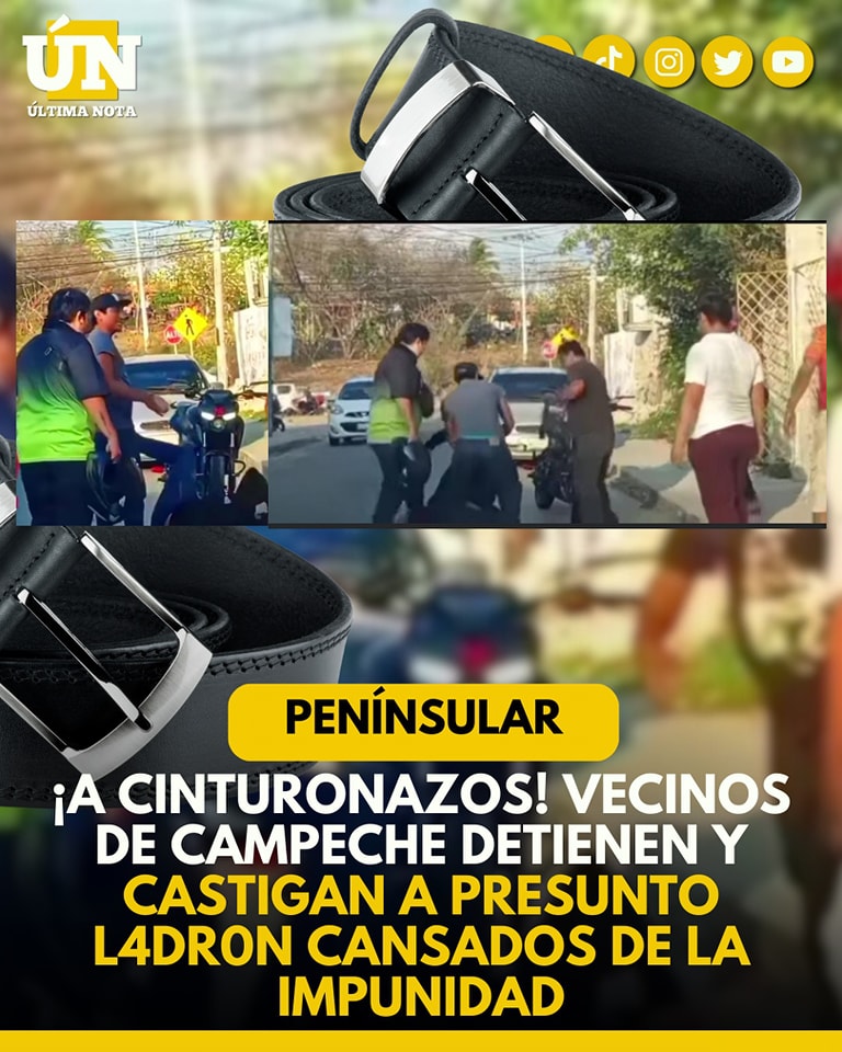Cansados de la impunidad, vecinos de Campeche detienen y castig4n a presunto l4drón con cintur0nazos