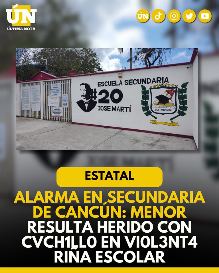 Alarma en secundaria de Cancún: menor resulta h3r1d0 con cvch1ll0 en vi0l3nt4 riñ4 escolar