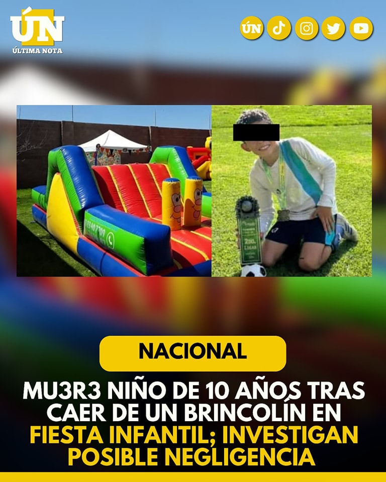 Mu3r3 niño de 10 años tras caer de un brincolín en fiesta infantil; investigan posible n3glig3ncia