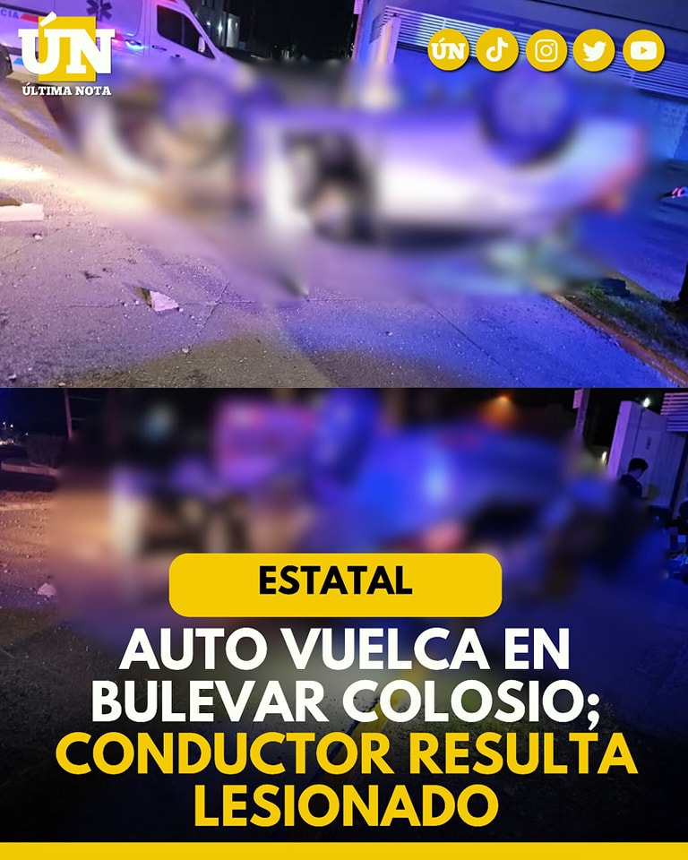 Auto vuelca en bulevar Colosio Cancún conductor resulta l3si0nad0
