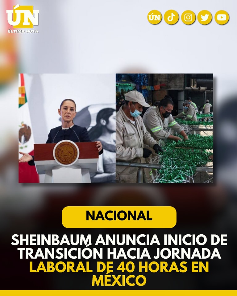 Sheinbaum anuncia inicio de transición hacia jornada laboral de 40 horas en México