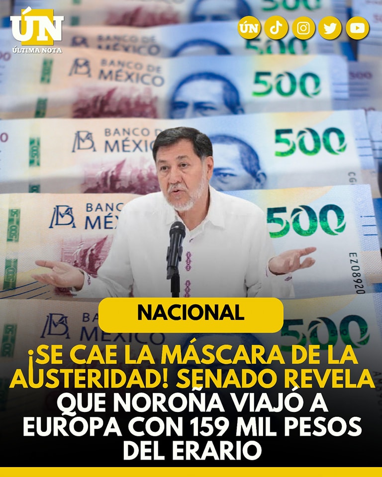 ¡Se cae la máscara de la austeridad! Senado revela que Noroña viajó a Europa con 159 mil pesos del erario