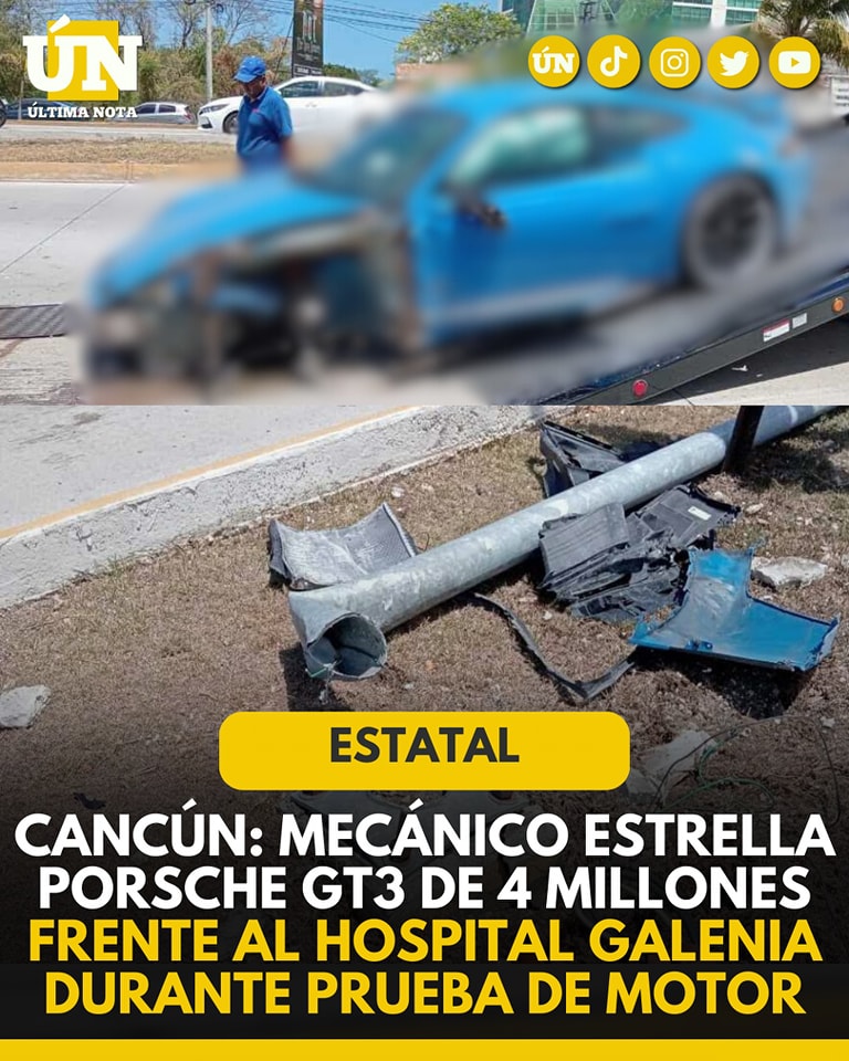 Cancún: Mecánico estrella Porsche GT3 de 4 millones frente al Hospital Galenia durante prueba de motor