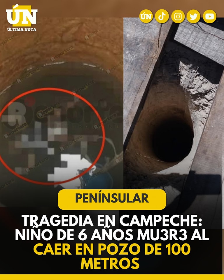 Niño de 6 años pierd3 la vid4 tras caer en pozo de 100 metros en Escárcega