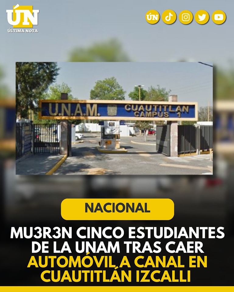 Mu3r3n cinco estudiantes de la UNAM tras caer automóvil a canal en Cuautitlán Izcalli