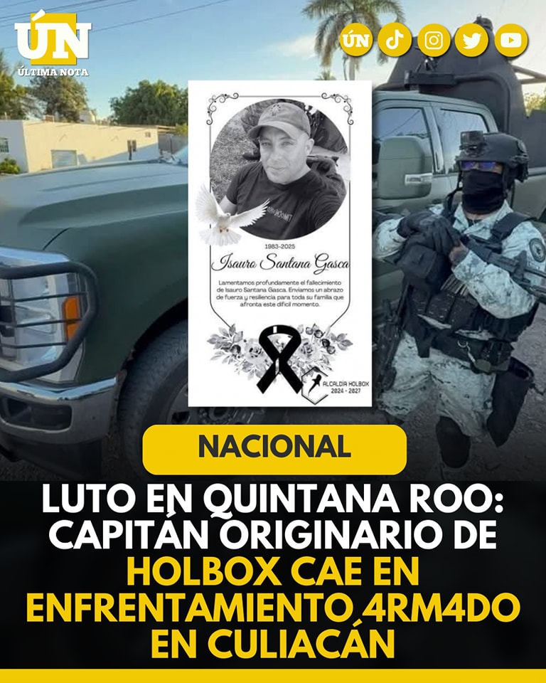 Luto en Quintana Roo: Capitán originario de Holbox cae en enfrentamiento 4rm4do en Culiacán