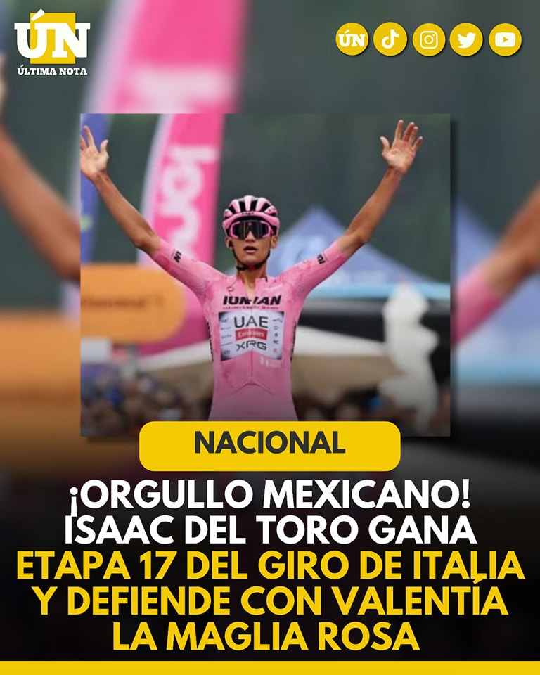 ¡Orgullo mexicano! Isaac del Toro gana etapa 17 del Giro de Italia y defiende con valentía la Maglia Rosa