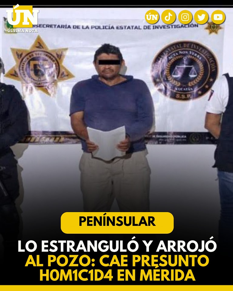 Lo 3str4ngul0 y 4rr0jó al p0zo: cae presunto h0mic1d4 en Mérida