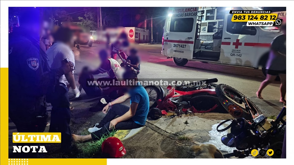 Tres motociclistas lesionados en ch0que en la colonia Jesús Martínez Ross
