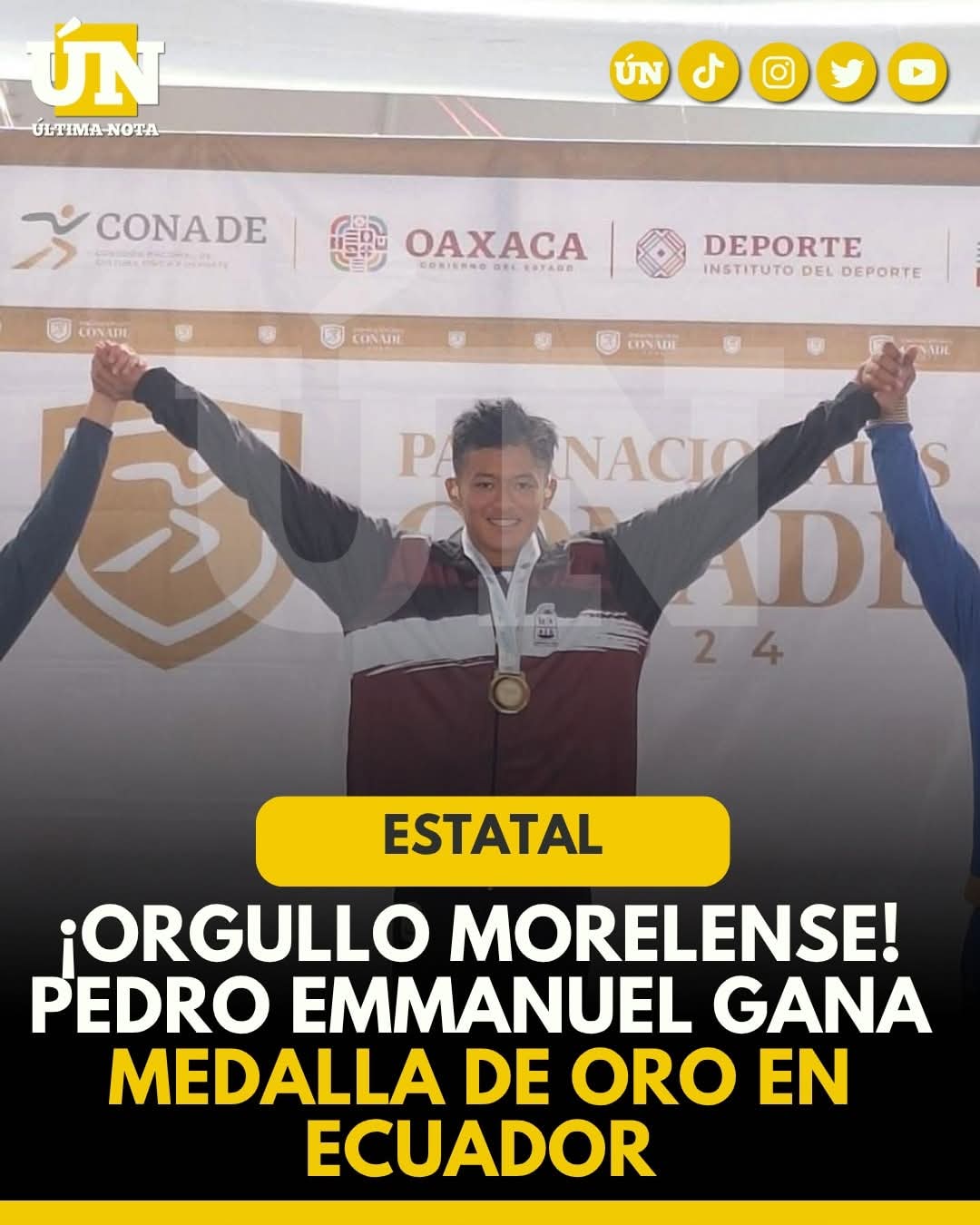 ¡Orgullo morelense! Pedro Emmanuel gana medalla de oro en Ecuador.