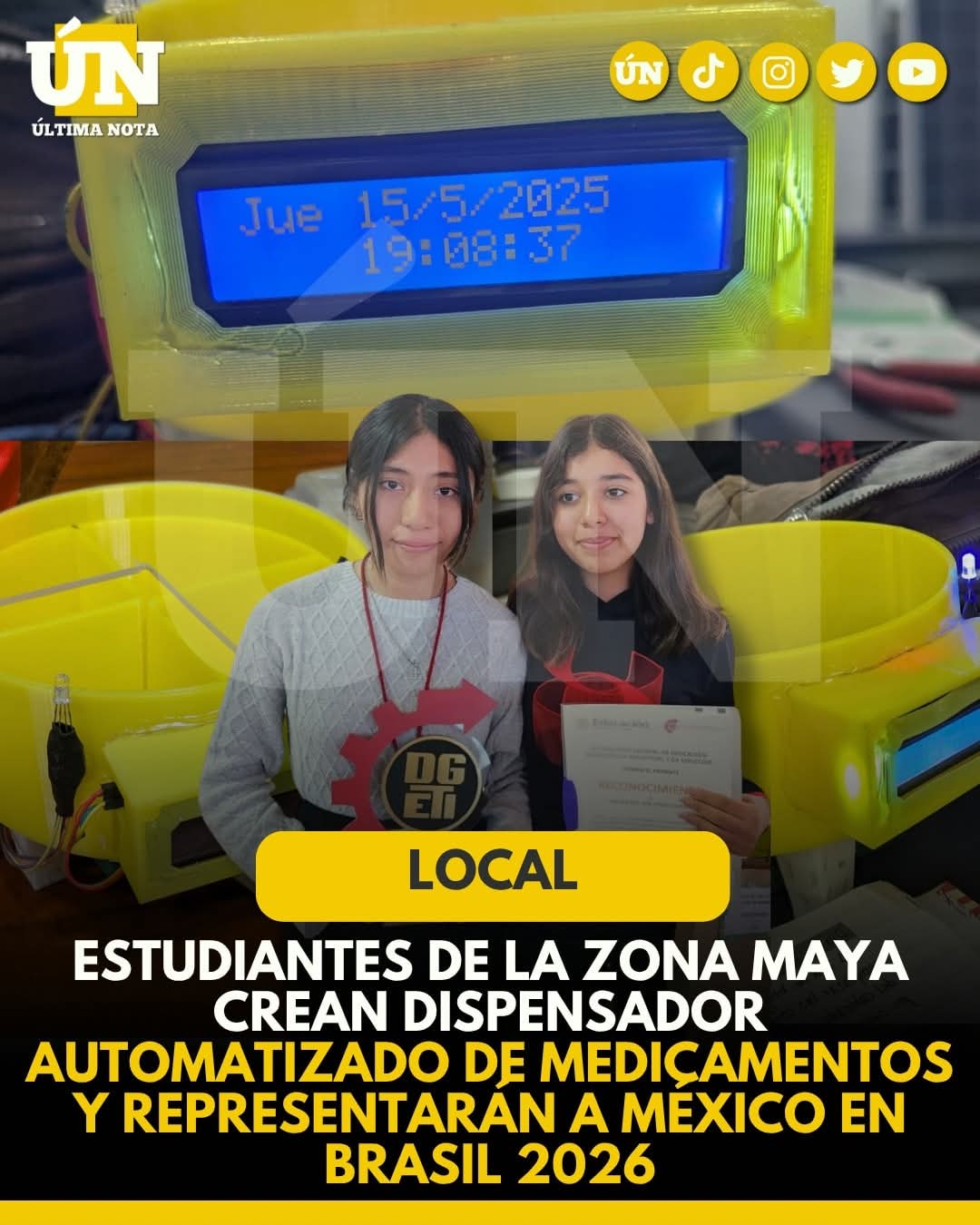 Estudiantes de la zona maya crean dispensador automatizado de medicamentos y representarán a México en Brasil 2026.