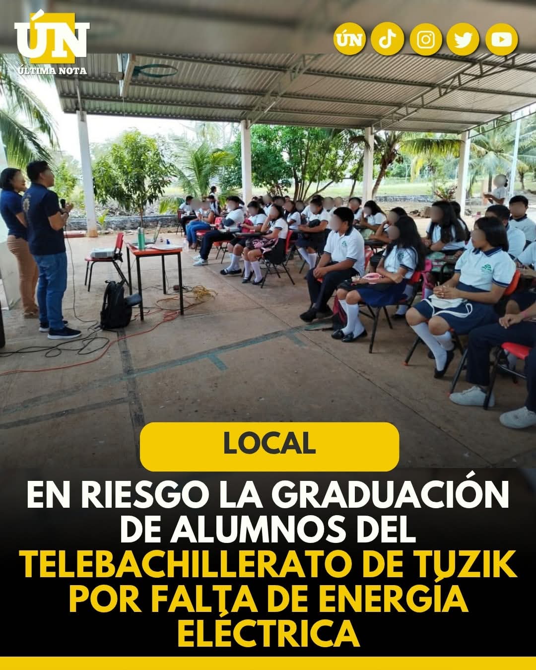 En riesgo la graduación de alumnos del Telebachillerato de Tuzik por falta de energía eléctrica.