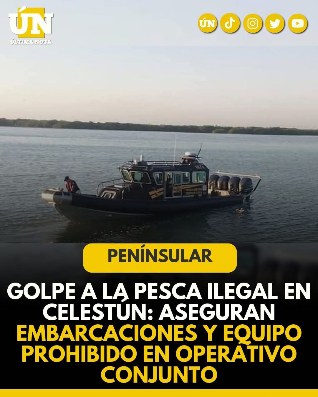 Golpe a la pesca ilegal en Celestún: aseguran embarcaciones y equipo prohibido en operativo conjunto.