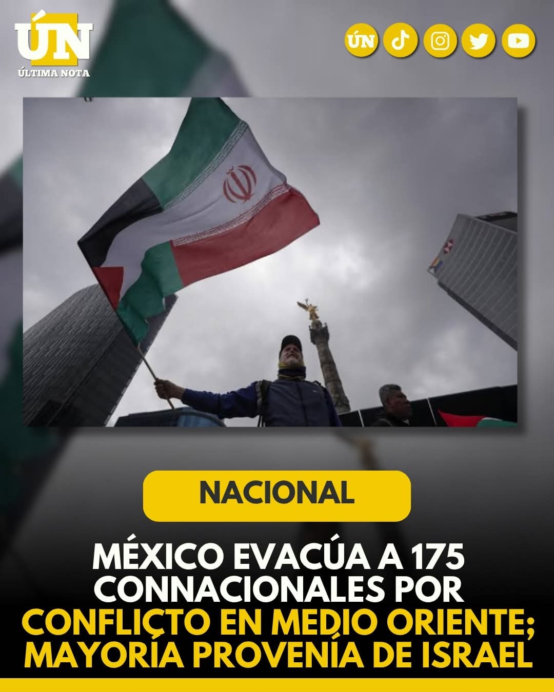 México evacúa a 175 connacionales ante escalada del conflicto en Medio Oriente.