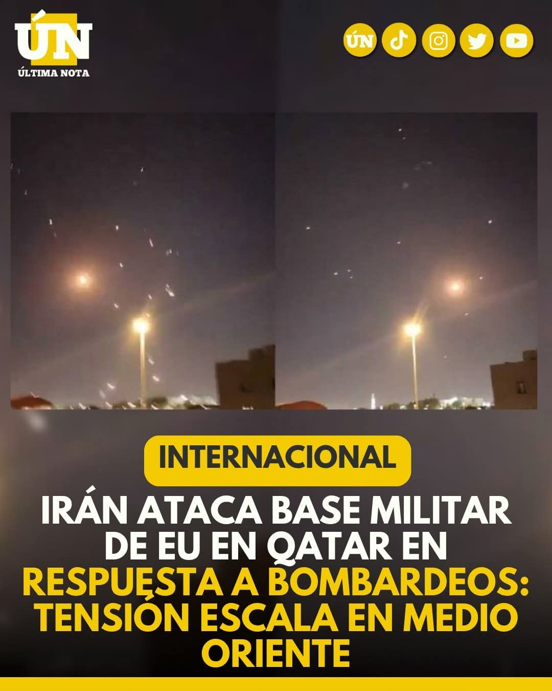 Irán 4t4c4 base militar de EU en Qatar en respuesta a b0m%b4rd30s: tensión escala en Medio Oriente.