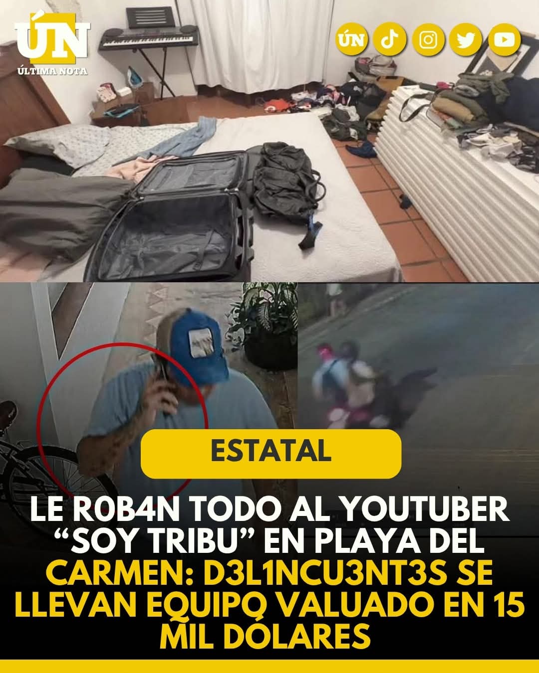 Le r0b4n todo al youtuber “Soy Tribu” en Playa del Carmen: d3l1ncu3nt3s se llevan equipo valuado en 15 mil dólares.