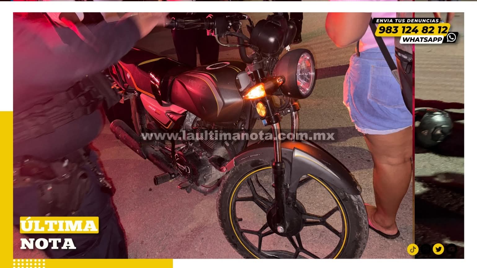 Motociclista resulta policontundido tras choque con camioneta en la calle 54.