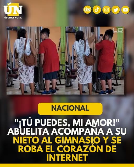 “¡Tú puedes, mi amor!” | Abuelita acompaña a su nieto al gimnasio y se roba el corazón de Internet