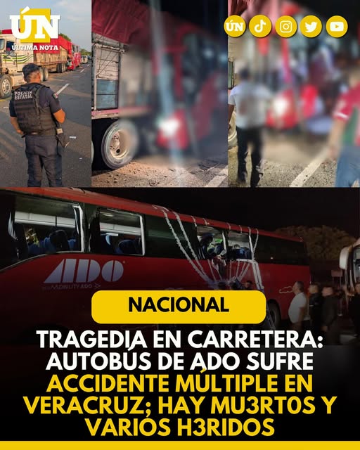 Tragedia en carretera: Autobús de ADO sufre accidente múltiple en Veracruz; hay muertos y varios heridos