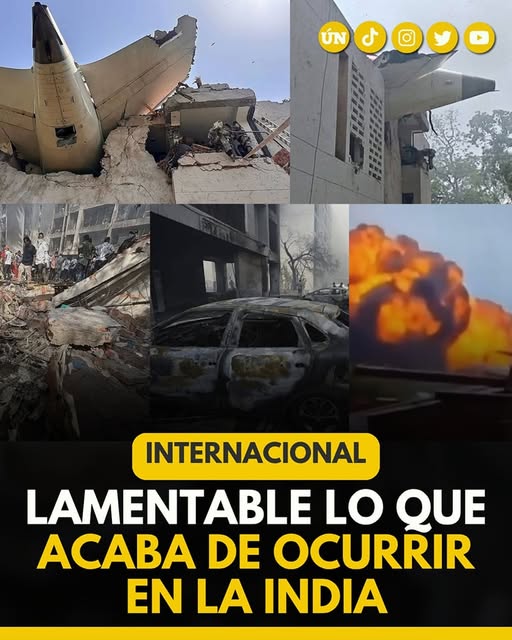 URGENTE: un avión de Air India con 242 pasajeros que acababa de despegar de Ahmedabad hacia Inglaterra, se 3str3lló 18 minutos después. Las autoridades reportaron que algunas personas fueron llevadas a hospitales pero con pocas posibilidades. Imágenes sensibles.