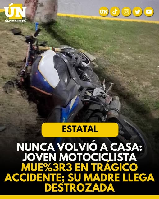 Nunca volvió a casa: joven motociclista mu%3r3 en trágico accidente; su madre llega destrozada
